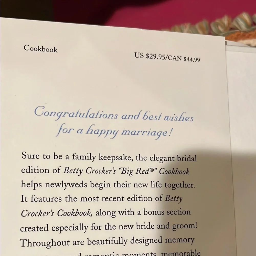 Betty Crocker Bridal Edition Cookbook Special Keepsake